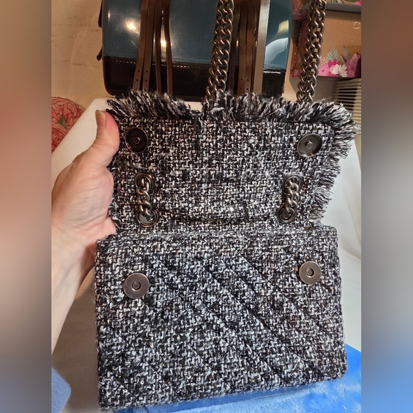 Kurt Geiger Brixton Mini Tweed Shoulder Bag & Dusty - Picture 6 of 9